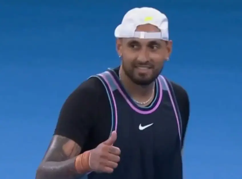 Nick Kyrgios reacts on social media following victory at the Kooyong Classic